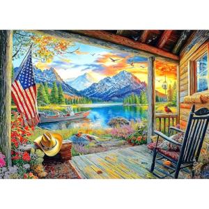 Lake Village 1000 Piece Jigsaw Puzzle for Adults Sunset Nature Scene Colorful Landscape Puzzle Challenging Family Puzzle Perfect for Game Nights (27.5"X19.6")