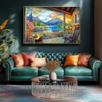 Lake Village 1000 Piece Jigsaw Puzzle for Adults Sunset Nature Scene Colorful Landscape Puzzle Challenging Family Puzzle Perfect for Game Nights (27.5"X19.6")