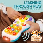 JOYIN Baby Toys 6-12 Months - TV Remote Control Toy with 40+ Music and Learning Phrases & Volume Control, Birthday Gift for Todder Girls Boys