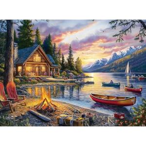 Jigsaw Puzzle for Adults 500 Pieces – 500 Piece Puzzle with Scenic Cabin, Interlocking Adult Puzzles, Letter Clues, 1:1 Poster, Home Decor Gift | 20.5 x 15 in