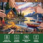 Jigsaw Puzzle for Adults 500 Pieces – 500 Piece Puzzle with Scenic Cabin, Interlocking Adult Puzzles, Letter Clues, 1:1 Poster, Home Decor Gift | 20.5 x 15 in