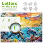 Hawaii Dolphins Ocean 500 Piece Puzzles for Adults, Difficult Jigsaw Puzzle Challenging, Art Puzzle for Gift Party Games Family Fun, 23" X 15" Dust Free