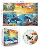 Hawaii Dolphins Ocean 500 Piece Puzzles for Adults, Difficult Jigsaw Puzzle Challenging, Art Puzzle for Gift Party Games Family Fun, 23" X 15" Dust Free