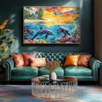 Hawaii Dolphins Ocean 500 Piece Puzzles for Adults, Difficult Jigsaw Puzzle Challenging, Art Puzzle for Gift Party Games Family Fun, 23" X 15" Dust Free