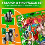 QUOKKA Puzzles for Kids Ages 4-6 - 4 x 60 Puzzles for Toddlers 5-8 - Educational Search & Find Toy for 8-10 yo for Learning Forest Polar, USA National Park Animals & City Life