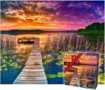 Puzzles for Adults 1000 Pieces - Ideal Gift for Loved Ones, Gift-Ready Box, Letters on Back, 8 Jigsaw Puzzle Saver Sheets & Full-Size Poster - Scenic Landscape Sunset with Dock & Lilies by GERJATO