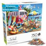 Buffalo Games – Dog Days of Summer by Tom Wood 750 Piece Jigsaw Puzzle for Adults – Precision-Cut Pieces, Beautiful Artwork, and Hours of Relaxing Fun - Relaxing Beach Day with The Family Pet