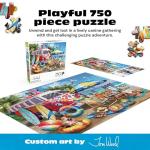 Buffalo Games – Dog Days of Summer by Tom Wood 750 Piece Jigsaw Puzzle for Adults – Precision-Cut Pieces, Beautiful Artwork, and Hours of Relaxing Fun - Relaxing Beach Day with The Family Pet