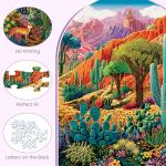 500 Piece Jigsaw Puzzles for Adults, Colorful Desert 500 Piece Puzzle, Vibrant Landscape with Cacti, Fox and Mountains Jigsaw Puzzles, Relaxing Gift for Adults, Seniors, 20.5 x 15 in