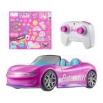 Hot Wheels Barbie RC Toy Car, Remote-Control Pink Convertible, Can Hold 2 Barbie Fashion Dolls & Trunk Opens for Storage, Sticker Sheet for Customizing