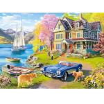 500 Pieces Puzzle for Adults,Lake Vacation Puzzle,House and Dogs Landscape Jigsaw Puzzles 500 Pieces,Challenging Game Home Decor Birthday Party Gift Toy for Adults Seniors 20.5 * 15 in