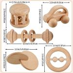 Zhanmai 5 Pieces Wooden Baby Toys Montessori Toys for Babies 0-6-12 Months Toy Rattles with Bells Baby Push Car Wooden Newborn Toy for Toddlers 1-3 Years Old Infant Boys and Girls Gifts