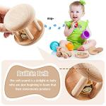 Zhanmai 5 Pieces Wooden Baby Toys Montessori Toys for Babies 0-6-12 Months Toy Rattles with Bells Baby Push Car Wooden Newborn Toy for Toddlers 1-3 Years Old Infant Boys and Girls Gifts