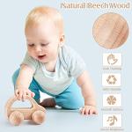 Zhanmai 5 Pieces Wooden Baby Toys Montessori Toys for Babies 0-6-12 Months Toy Rattles with Bells Baby Push Car Wooden Newborn Toy for Toddlers 1-3 Years Old Infant Boys and Girls Gifts