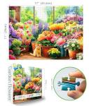 Blueforest 300 Piece Jigsaw Puzzle for Adults - Cute Kitten & Flower Garden, 17x11 Inch, Cardboard, Fun & Relaxing Puzzles for Stress Relief