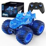 AUUGUU Remote Control Car, 2.4GHz Monster Trucks Toys with Light Spray, Birthday Gift for Kids 3 4 5 6 7 8, All Terrain RC Cars, Toddler Toys for Boys Girls 3+ Year Old