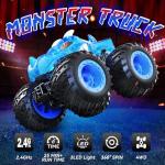 AUUGUU Remote Control Car, 2.4GHz Monster Trucks Toys with Light Spray, Birthday Gift for Kids 3 4 5 6 7 8, All Terrain RC Cars, Toddler Toys for Boys Girls 3+ Year Old