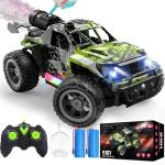 WRTWRT 1:18 RC Monster Truck for Boys, Kids 4-7-8-12, All-Terrain Off-Road Remote Control Car with LED Lights & Spray, 40 Min Playtime, 2.4GHz Fast Response Graffiti Jeep Toy Gift RC Car for Kids