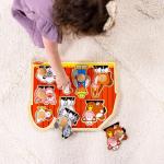 Melissa & Doug Farm Animals Jumbo Knob Puzzle, Wooden Peg Puzzle for Toddlers, Educational Toy for Shape Recognition and Fine Motor Skills, Ages 1+