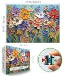 MINIWAN 3D Embossed Quilling Paper Art Wild Flowers 1000 Piece Jigsaw Puzzle for Adults, Muted Color Floral Paper Quilling Jigsaw Puzzle, Gift for Flower & Modern Art Lovers 27.5x19.7 Inch