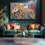 MINIWAN 3D Embossed Quilling Paper Art Wild Flowers 1000 Piece Jigsaw Puzzle for Adults, Muted Color Floral Paper Quilling Jigsaw Puzzle, Gift for Flower & Modern Art Lovers 27.5x19.7 Inch