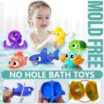GZHFMUS No Hole Mold Free Baby Bath Toys for Kids Ages 1-3,Water Toys for Babies and Toddlers,Ocean Animal Bath Toys for Bathtub,Shower,Beach, Pool,Water Table,Boys Girls Gifts with Storage Bag