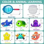 GZHFMUS No Hole Mold Free Baby Bath Toys for Kids Ages 1-3,Water Toys for Babies and Toddlers,Ocean Animal Bath Toys for Bathtub,Shower,Beach, Pool,Water Table,Boys Girls Gifts with Storage Bag