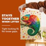 BenBen Puzzles for Adults 500 Pieces, Floral Chameleon Jigsaw Puzzles with Patterns on Back, Challenging Animal Puzzle for Family Game Night, Home Décor