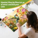 500 Piece Puzzle for Adults Clearance, Spring & Summer Hummingbird Jigsaw Puzzle, Nature Floral Puzzles for Adults and Teens, Relaxing Bird Puzzle Gift, 20.5 x 15 in