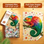 BenBen Puzzles for Adults 500 Pieces, Floral Chameleon Jigsaw Puzzles with Patterns on Back, Challenging Animal Puzzle for Family Game Night, Home Décor