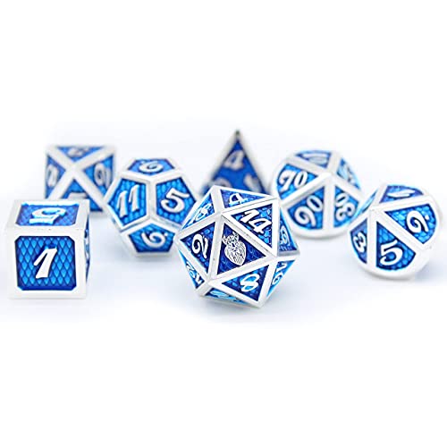 Metal Dragon Scale D&D Dice Set + Bag - Jormungandr Series