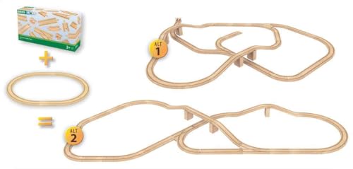 BRIO Wooden Tracks and Train Accessories – 50-Piece Pack