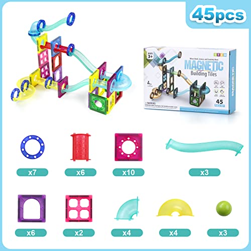 Magnetic Marble Run Toy, 45pcs, STEAM Educational