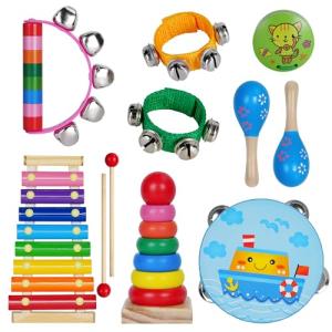 Childom Kids Musical Instruments for Toddlers,Baby Musical Toys for Toddlers,Preschool Educational Kids Gifts,Christmas Birthday Gifts for Boys Girls,Xylophone,Maracas,Wooden Instruments Toddler Toys