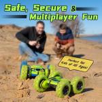 Threeking RC Stunt Cars Remote Control Car Double-Sided Driving 360-degree Flips Rotating Car Toy, Green