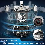 FDJ Remote Control Car - Transform Toys Car Robot, One Button Deformation to Robot with Flashing Light, 2.4Ghz 1:18 Scale Transforming Police Car Kids Toys with 360 Degree Rotating, Girls Boys Toys