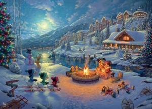 Ceaco - Thomas Kinkade - Disney Dreams Collection - Holiday - Mickey and Minnie Christmas Lodge - 1000 Piece Jigsaw Puzzle