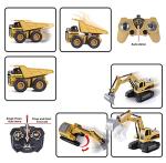 JOYIN 2 PCS Remote Control Construction Vehicle Toy Set, Friction-Powered RC Excavator & RC Dump Truck with Lights and Sounds for Imaginative Play, Christmas Birthday Gifts for Toddlers Boys Girls