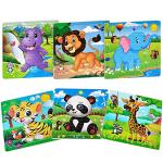 Puzzles for Kids Ages 3-5 Toddler Wooden Toys Montessori Learning Education Preschool Sets Games for Boy Girl 3 4 5+ Years Old, Pack of 6 (20 Pieces)