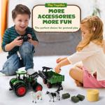 Uarzt Remote Control Tractor Toy, Kids RC Tractor Set & Truck and Trailer Front Loader - Metal Car Head/8 Wheel/Light, Toddlers Farm Vehicle Toys for 3 4 5 6 7 8 9 Year Old Boys Girls Birthday Gift