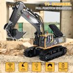 kolegend Remote Control Excavator Toy 16 Inch, 9 Channel RC Construction Vehicles Hydraulic Haulers Digger Toys Gift for 6 7 8 9 10 Years Old Kids Boys