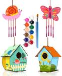 HOME COMPOSER 4 Pack DIY Bird House Wind Chime Kits for Children to Build and Paint, Wooden Arts and Crafts for Kids Girls Boys Toddlers Ages 8-12 4-6 6-8