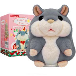 TWORIVER Toddler Toys Talking Hamster Repeats What You Say,Toys for 2 3 4 5 6 7 8 13 Year Old Girl Boy Christmas Birthday Gifts Ideas,Stocking Stuffers' for Kids Cute Stuff Gray Stuffed Animals Plush
