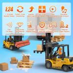 VWAHNANA RC Forklift Truck, 2 in 1 Transform Lift Fork & Hook, Kids Forklift Toy, 11 Channel Remote Control Forklift for Adults, 2 Battery, Spray, Light, RC Construction Vehicles Toy Gift for Kids 6+