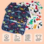 CUBACO 2 Pack Kids Painting Apron Children's Waterproof Artist Apron with Long Sleeve and 3 Pockets for Child 3-8 Years for Art Craft, Cooking, Baking, Feeding (Dinosaur Pattern)