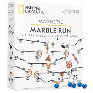 National Geographic Magnetic Marble Run - 75-Piece STEM Building Set for Kids & Adults with Magnetic Track & Trick Pieces & Marbles for Building A Marble Maze, STEM Project