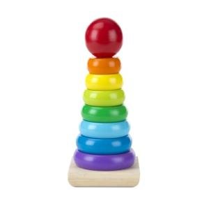 Melissa & Doug Rainbow Stacker Wooden Ring Educational Toy - Wooden Stacking Rings, Stacker Toys for Toddlers Ages 2+