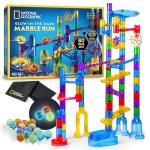 NATIONAL GEOGRAPHIC Glowing Marble Run – Construction Set with 15 Glow in The Dark Glass Marbles & Storage Bag, STEM Gifts for Boys and Girls, Building Project Toy (Amazon Exclusive)