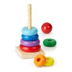 Melissa & Doug Rainbow Stacker Wooden Ring Educational Toy - Wooden Stacking Rings, Stacker Toys for Toddlers Ages 2+