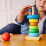 Melissa & Doug Rainbow Stacker Wooden Ring Educational Toy - Wooden Stacking Rings, Stacker Toys for Toddlers Ages 2+